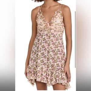 FP Lace Adella Petal Pink Printed Mini Slip | Color: Cream/Pink